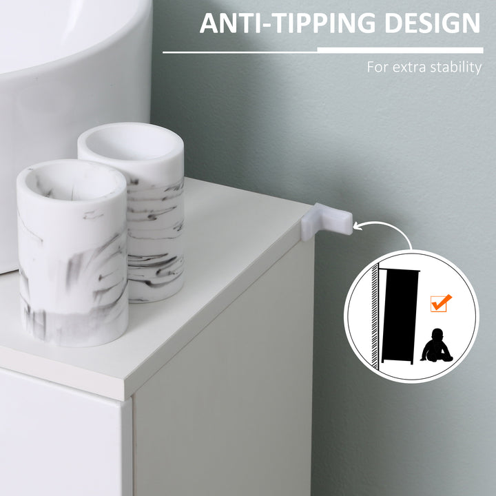 kleankin Under Sink Cabinet, Bathroom Vanity Unit, Pedestal Under Sink Design, Storage Cupboard with Adjustable Shelf, White