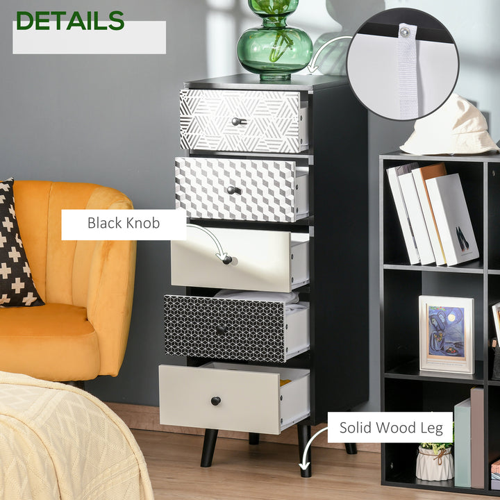 Chest of Drawers, 5 Drawer Dresser, Vertical Storage Organizer Unit for Bedroom, Living Room