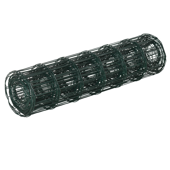 PawHut 61cm x 1000cm Chicken Wire Mesh, Foldable PVC Coated Welded Garden Fence, Roll Poultry Netting, for Rabbit, Green