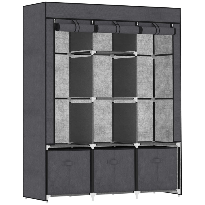 Fabric Wardrobe, Portable Wardrobe with 5 Shelves, Dark Grey