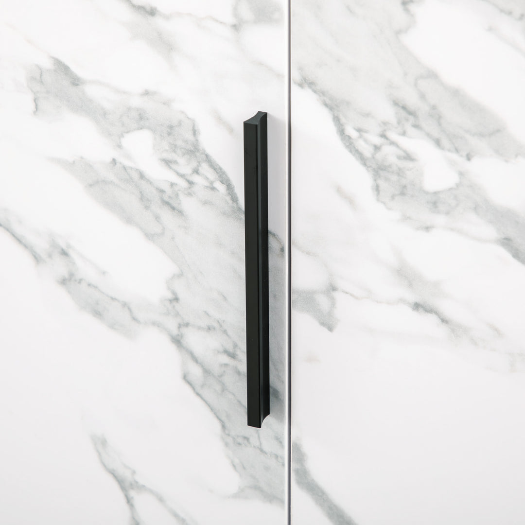 Modern Storage Cabinet with Marble Effect, Adjustable Shelf, Floor Accent Cabinet for Living Room