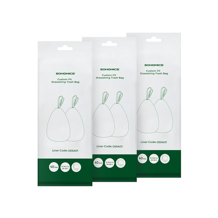 45-55L Drawstring Rubbish Bags 3 Rolls 120 Pieces