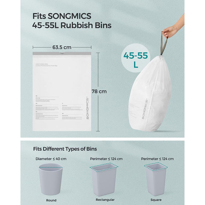Bin Liners for 45-55L Kitchen Bins 80 Pieces