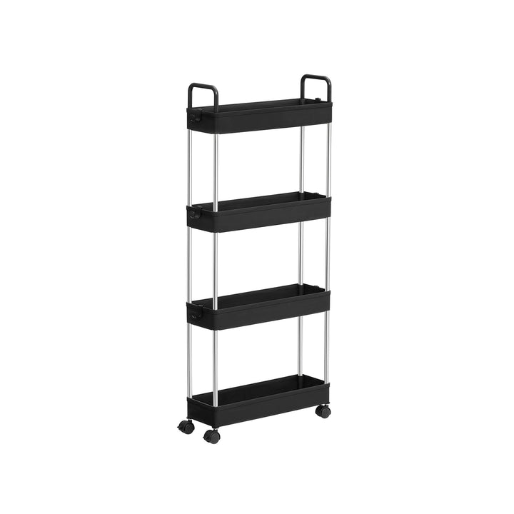 Black 4-Tier Narrow Storage Cart with Handle