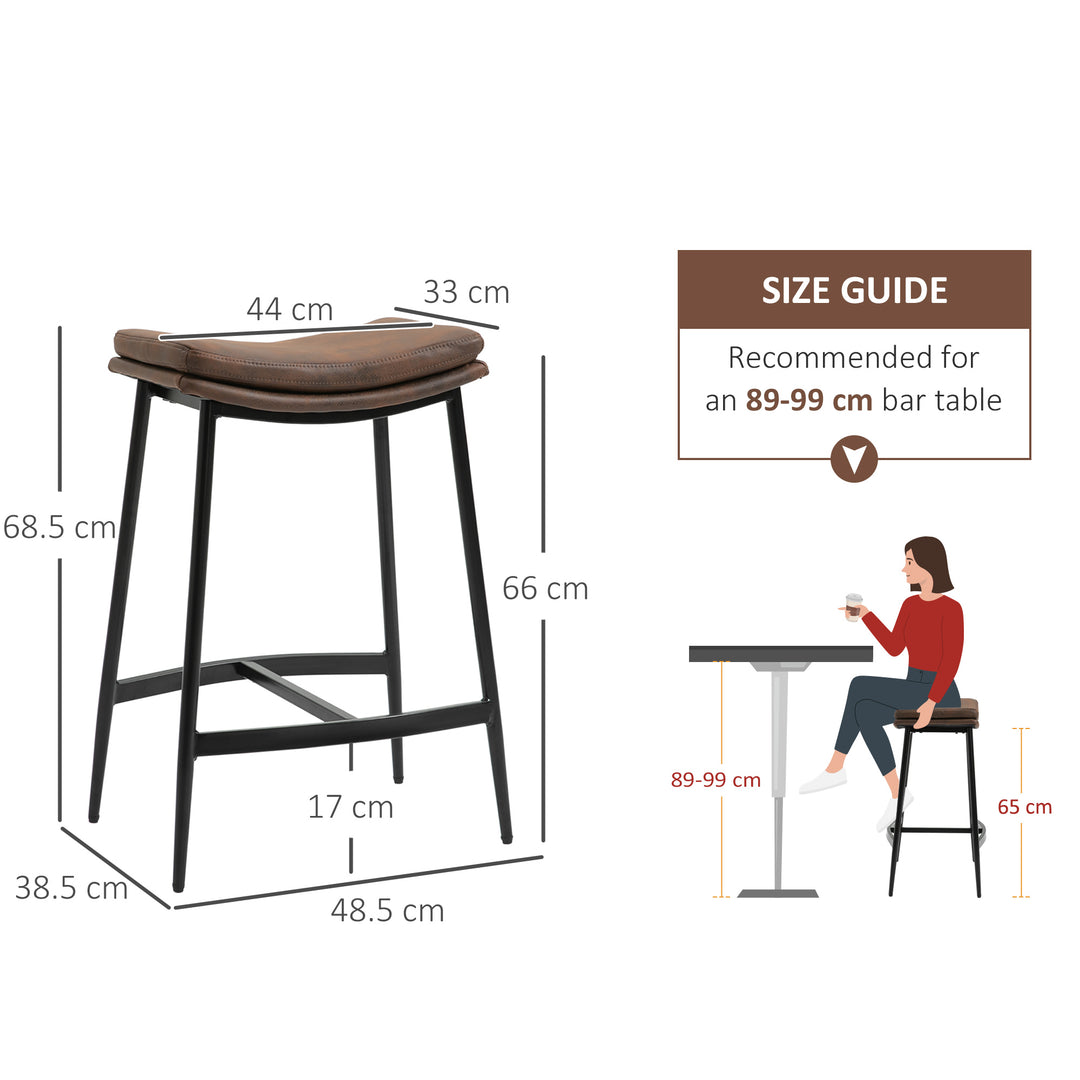 Breakfast Bar Stools Set of 2, Microfibre Upholstered Barstools, Industrial Bar Chairs with Curved Seat and Steel Frame