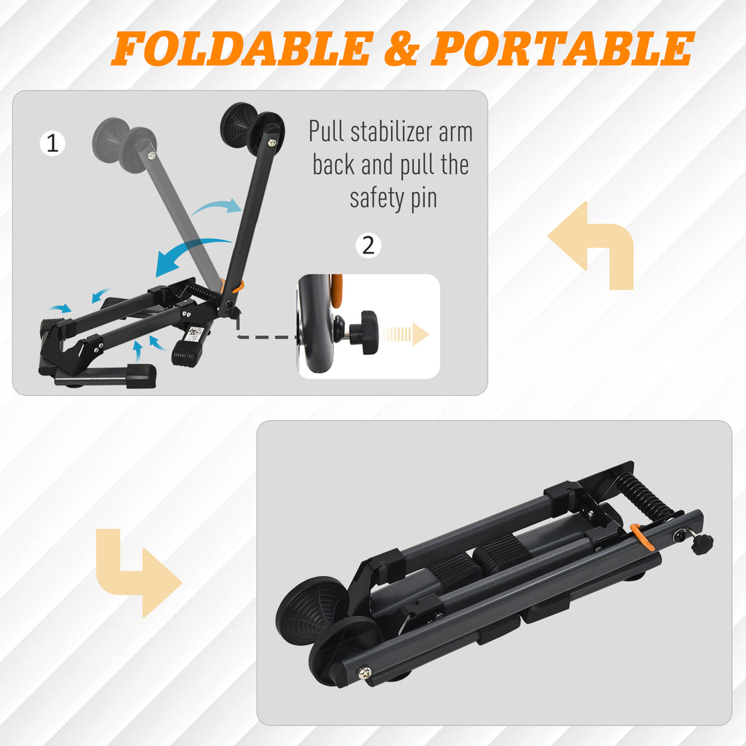 Foldable Bike Storage Stand Parking Rack Fit Max. 5.5cm Wide Wheel Metal Nylon Black