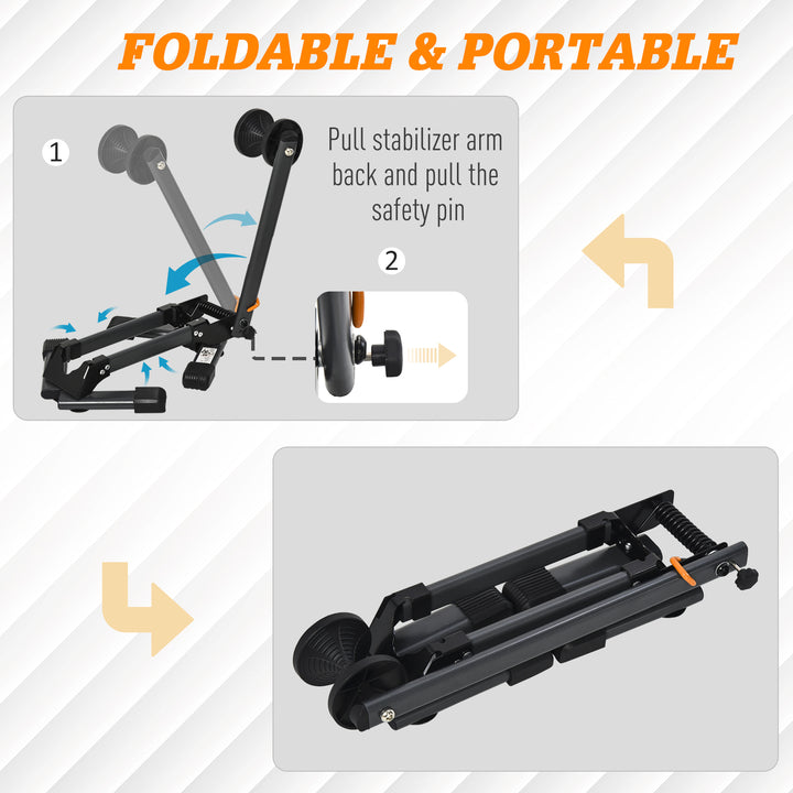Foldable Bike Storage Stand Parking Rack Fit Max. 5.5cm Wide Wheel Metal Nylon Black