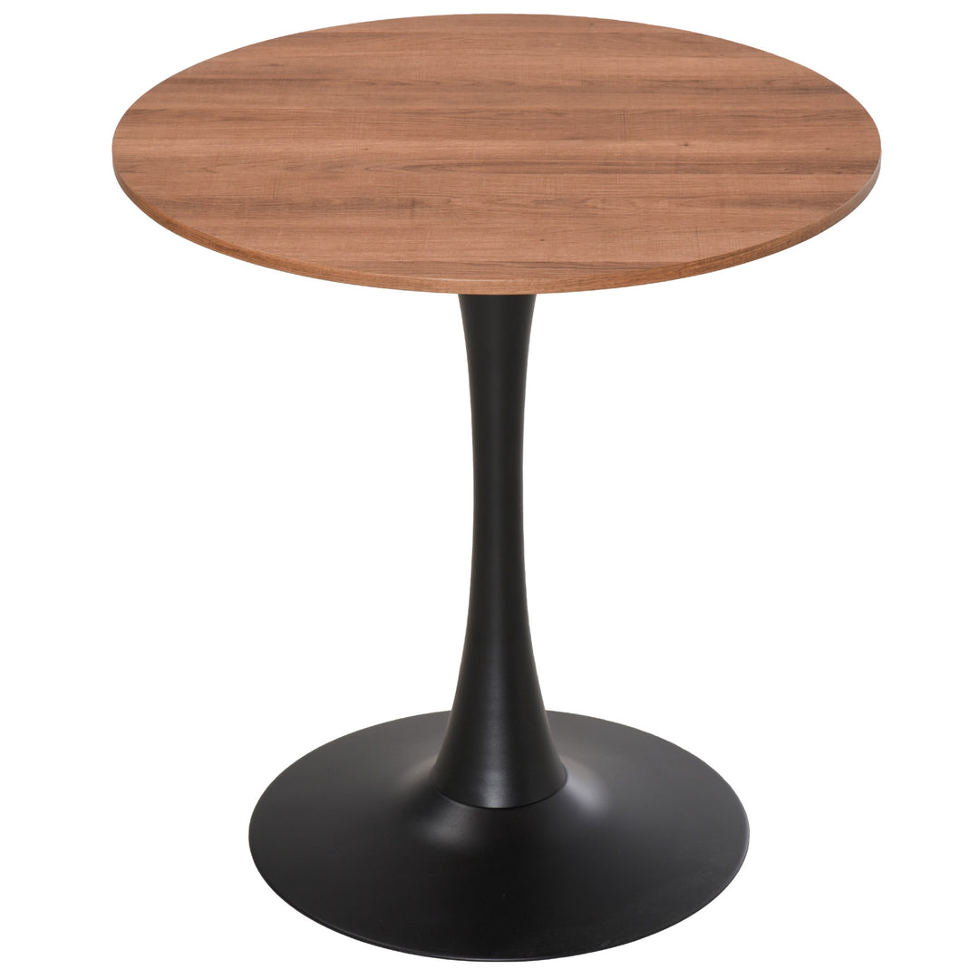 Modern Round Dining Table Leisure Coffee Bistro Table with Metal Base for Kitchen &amp; Dining Room Brown