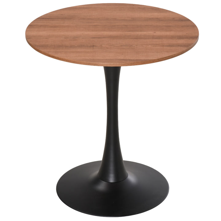 Modern Round Dining Table Leisure Coffee Bistro Table with Metal Base for Kitchen &amp; Dining Room Brown