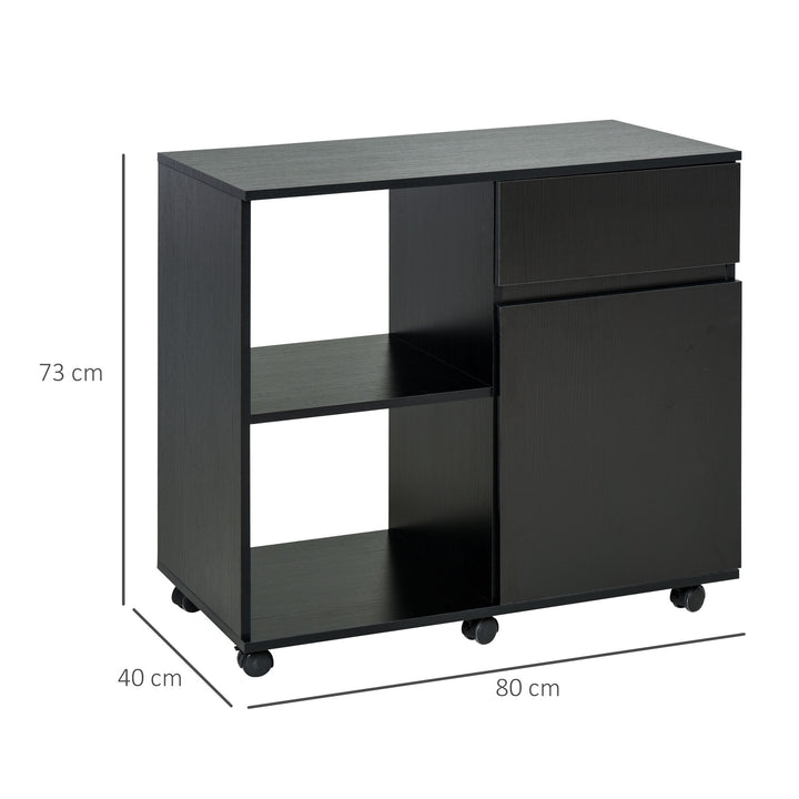 Filing Cabinet/Printer Stand with Open Storage Shelves, for Home or Office Use, Including an Easy Drawer, Black