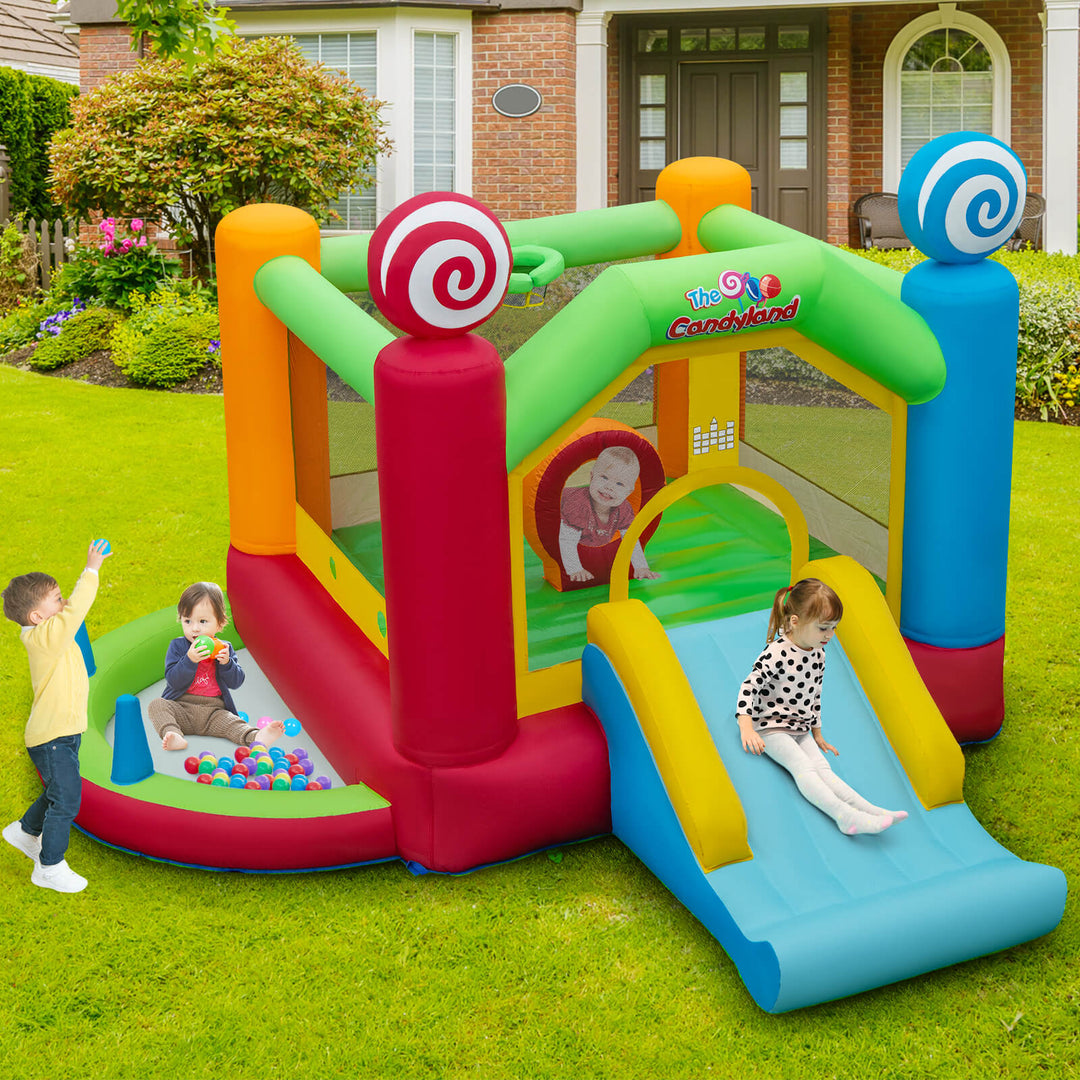 Inflatable Bounce Castle with Slide and 680W Blower
