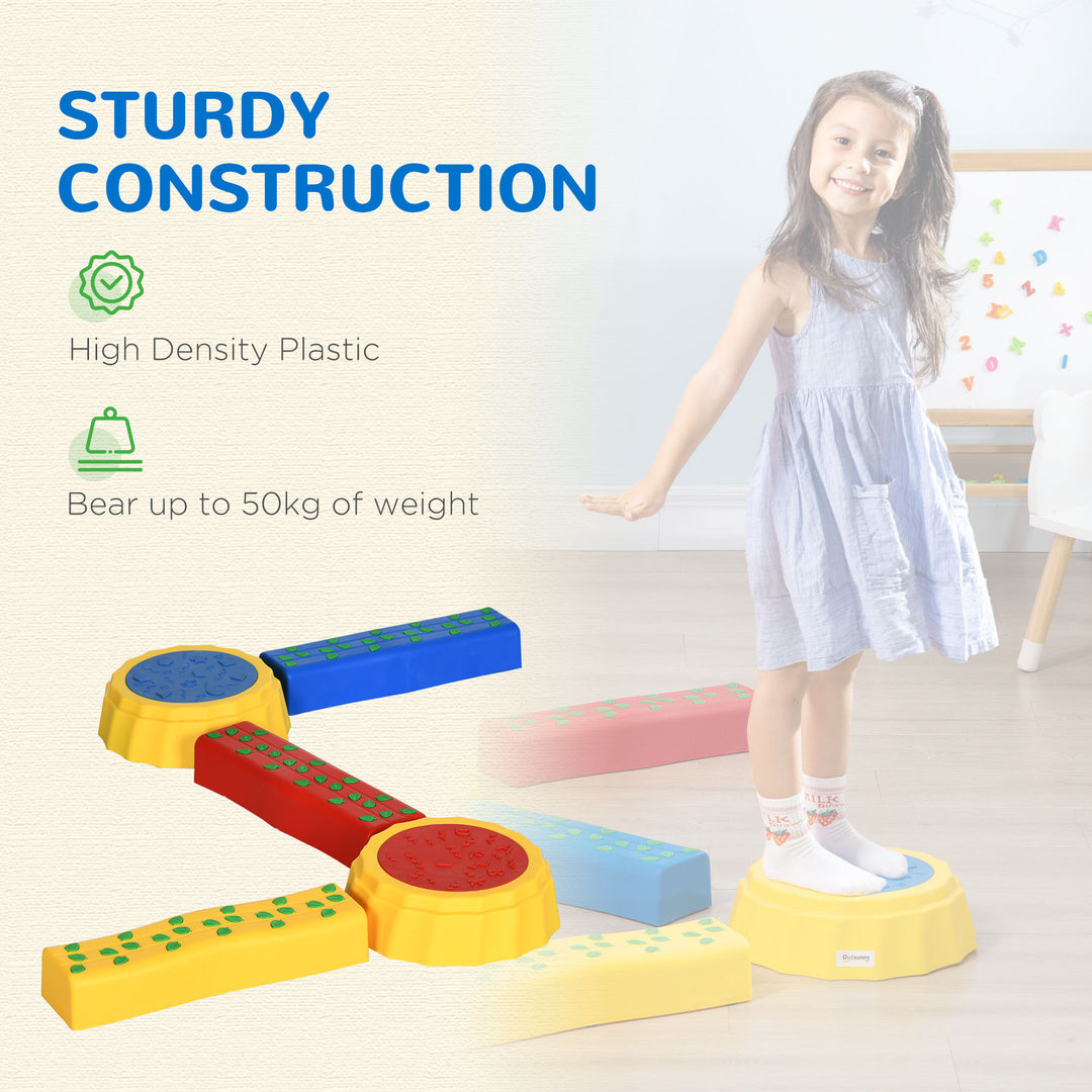 5pcs Kids Balance Beam, Balance Bridge with Non-slip Surface & Bottom, Stackable Stepping Stones for toddler, Strength Coordination Training