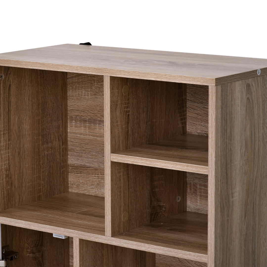 Freestanding Storage Cabinet w/ Wood Legs 5 Compartments Cupboard Stylish Bedroom Hallway Furniture 60L x 30W x 121H cm - White