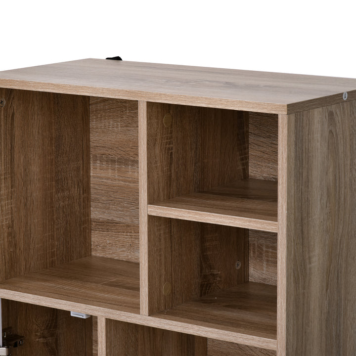 Freestanding Storage Cabinet w/ Wood Legs 5 Compartments Cupboard Stylish Bedroom Hallway Furniture 60L x 30W x 121H cm - White