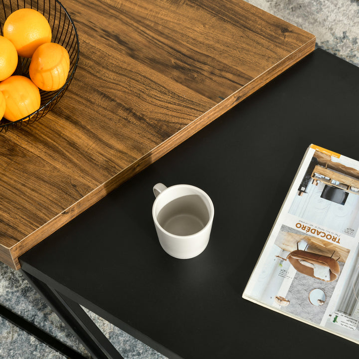 Coffee Table Set of 2, Geometric Coffee Table with Spacious Legroom, Steel Frame and Thick Tabletop, Industrial Coffee Tables