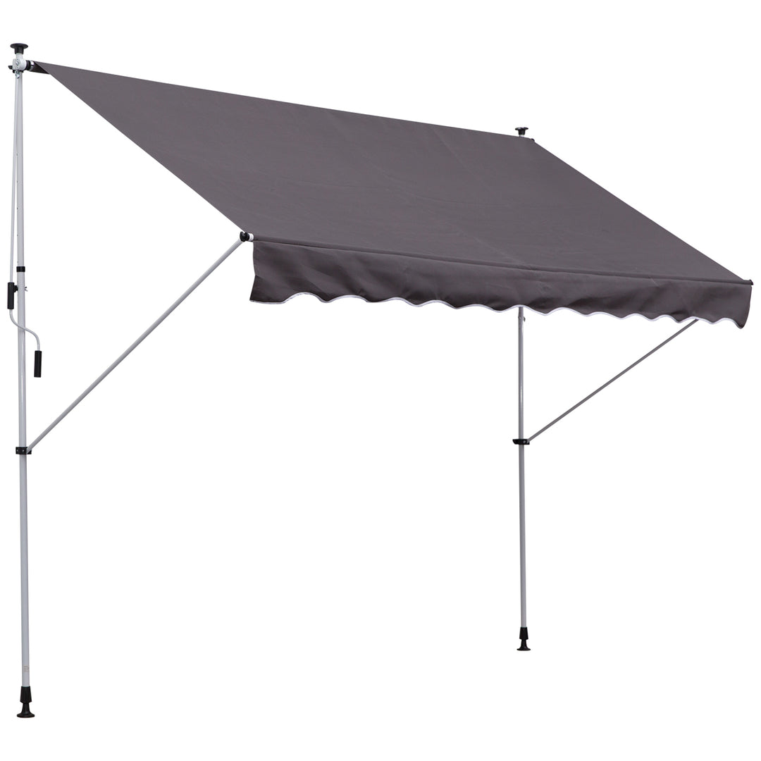 Balcony 3 x 1.5m Manual Adjustable Awning DIY Patio Clamp Awning Canopy  Retractable Shade Shelter - Grey