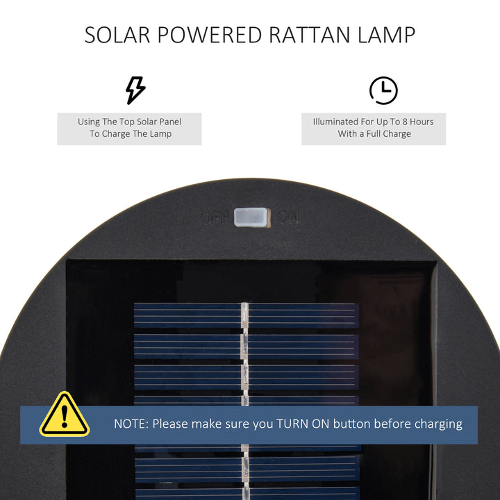 Patio Garden PE Rattan Solar Lights Woven Resin Wicker Lantern Auto On/Off Solar Powered Lights, Brown