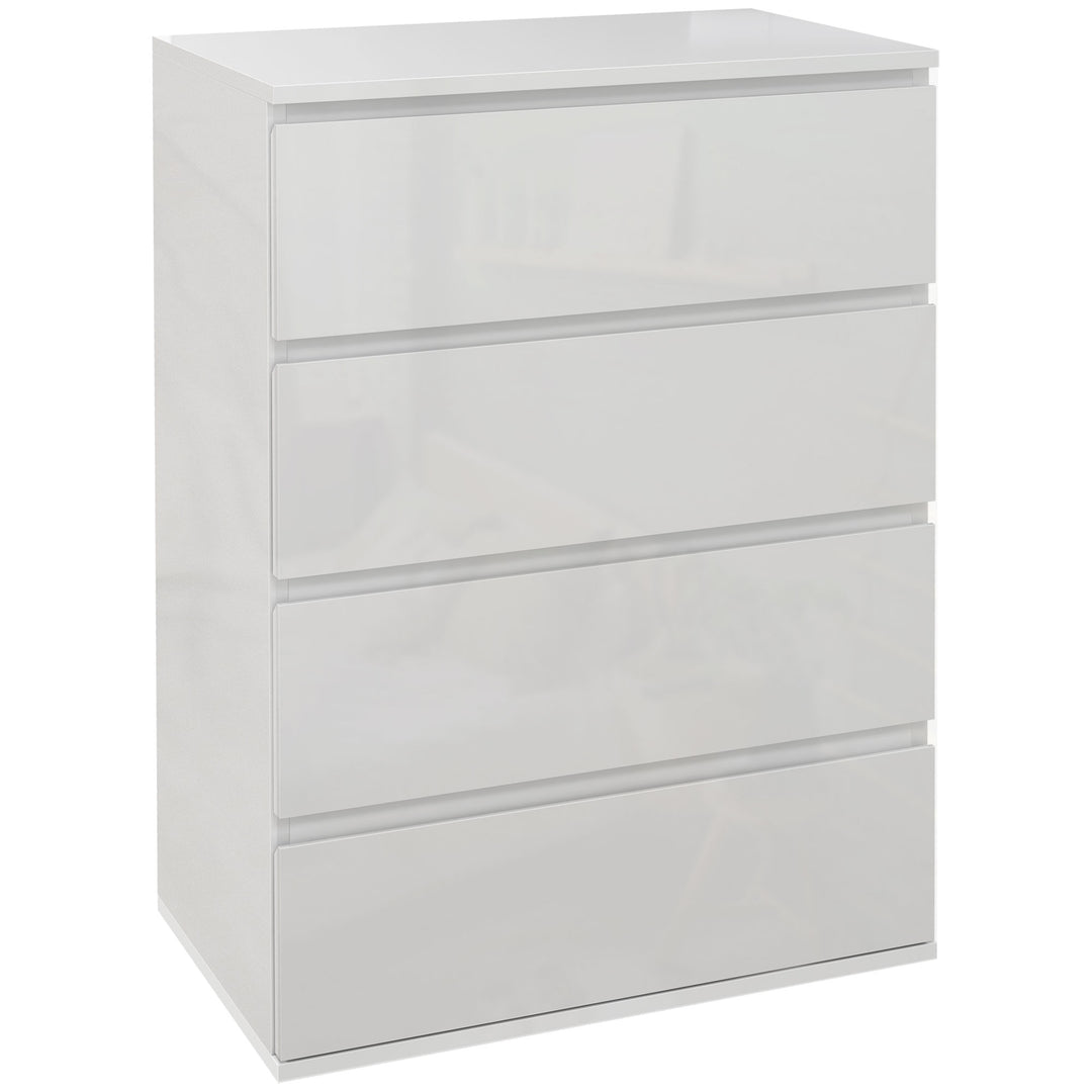 High Gloss Chest of Drawers, 4-Drawer Storage Cabinets, Modern Dresser, Storage Drawer Unit for Bedroom