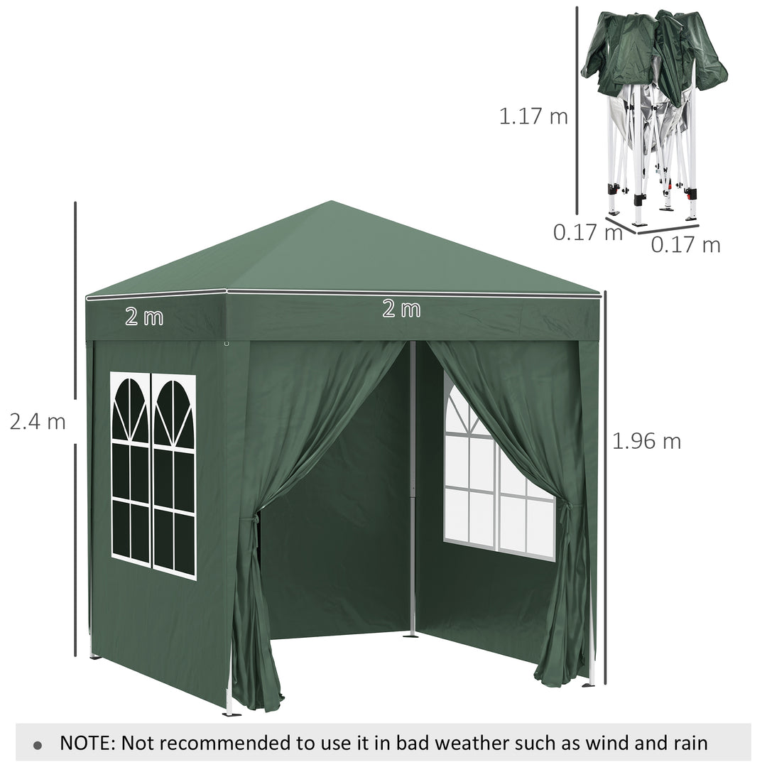 Outsunny Pop Up Gazebo Canopy, size (2 x 2m)-Green