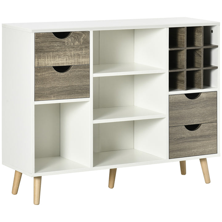 Modern Kitchen Sideboard, Buffet Table with Removable Wine Rack, Drawers and Open Compartments for Living Room, Dining Room, Grey