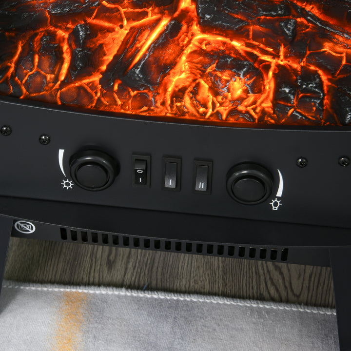 HOMCOM 1800W Tempered Glass Electric Fireplace Heater Black