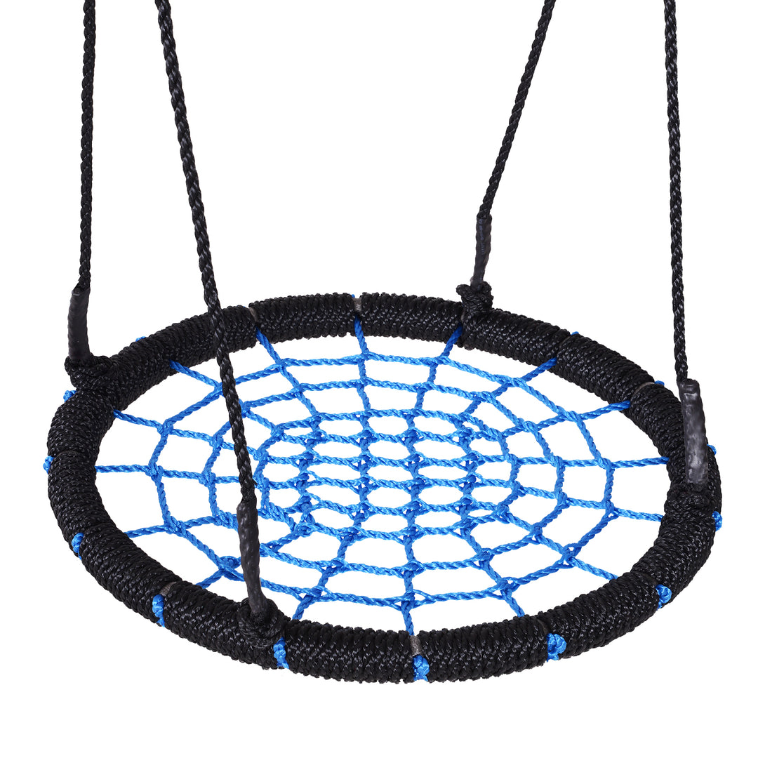 24"  Spider Web Tree Swing Kids Children Round Hanging Seat Heavy Duty Rope Metal Frame Outdoor Birds Crows Nest Swing Toys Garden Backyard