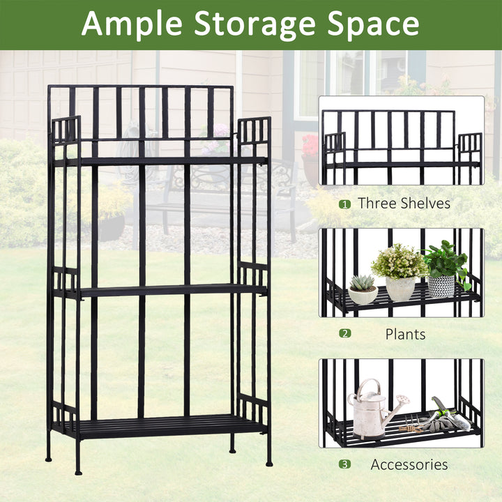 Retro 3-Tier Garden Plant Stand Plant Shelf Metal Flower Display Rack Bookshelf Bathroom Shelf