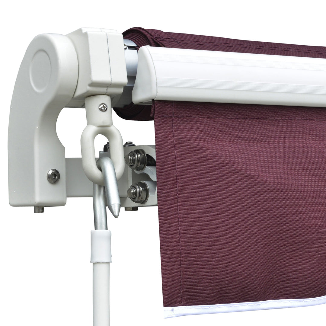 3x4m Garden Patio Retractable Manual Awning Window Door Sun Shade Canopy with Fittings and Crank Handle Wine Red