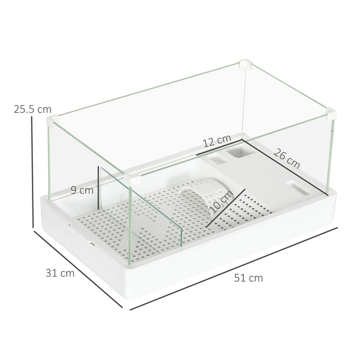 50 Turtle Tank Aquarium, Glass Tank with Basking Platform, Filter Layer Design, Full View Visually Terrapin Reptile Habitat, White
