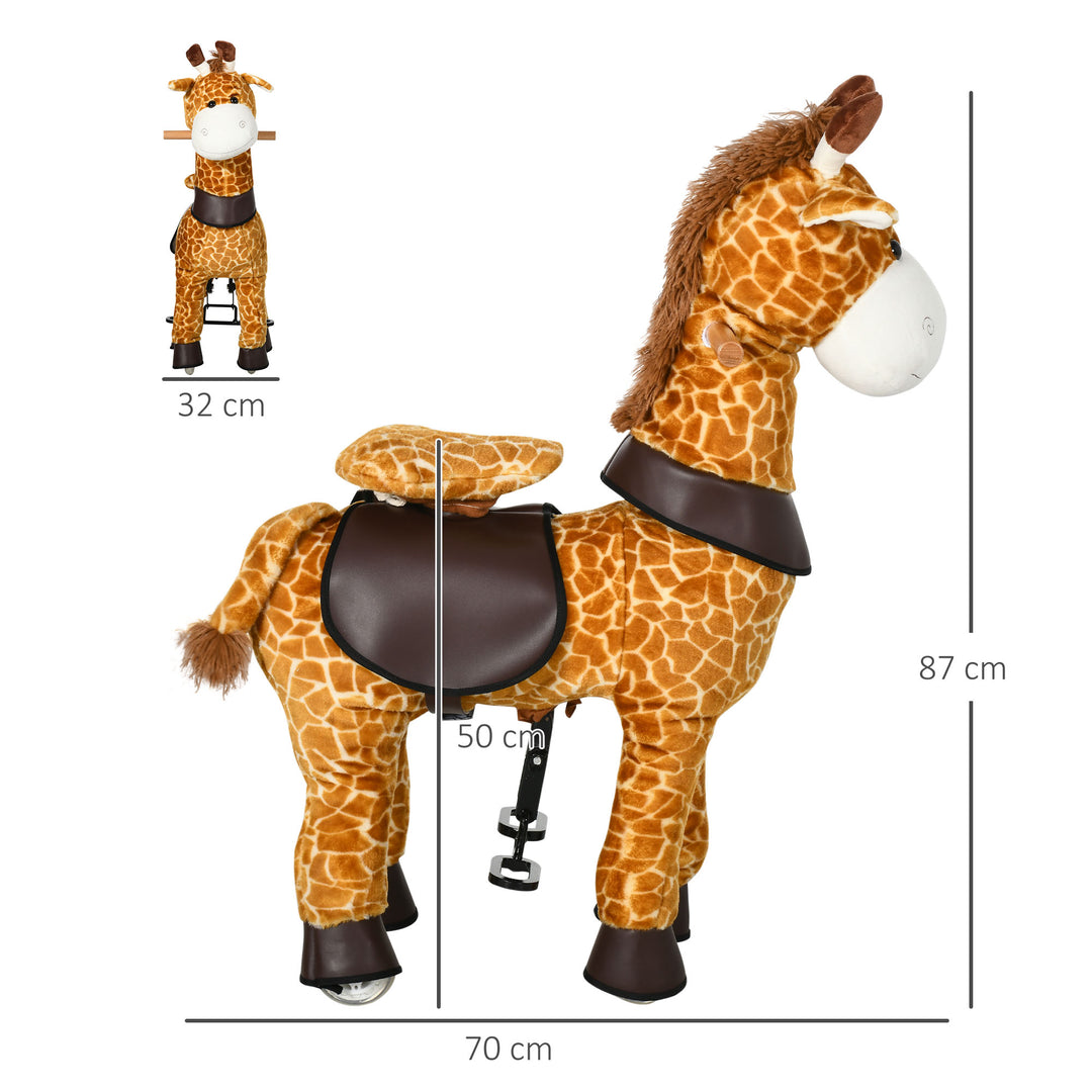 Riding Horse for Kids Ride On Giraffe Toy with Wheels Mechanical Rocking Pony Gift for 3-6 Years Girls Boys