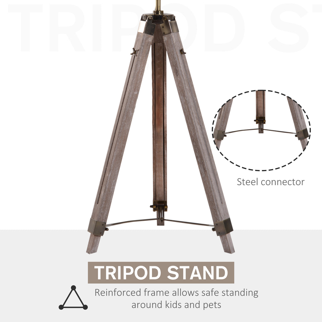 Vintage Tripod Floor Lamp Retro Industrial Photography Light Spotlight Antique Searchlight Wooden Base