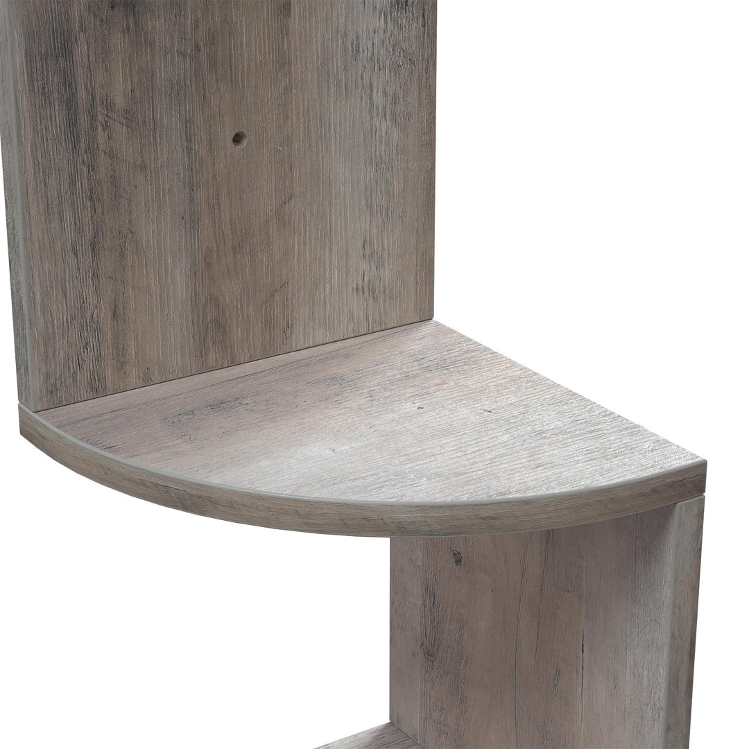 Greige Wall-Mounted Wooden Corner Bookshelf