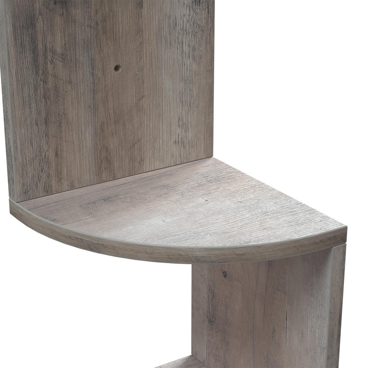 Greige Wall-Mounted Wooden Corner Bookshelf