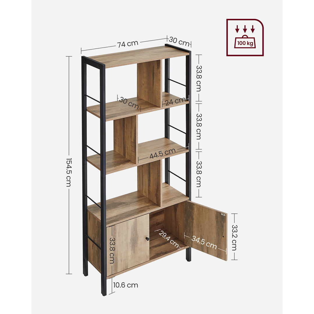 4-Shelf Bookshelf with Steel Structure