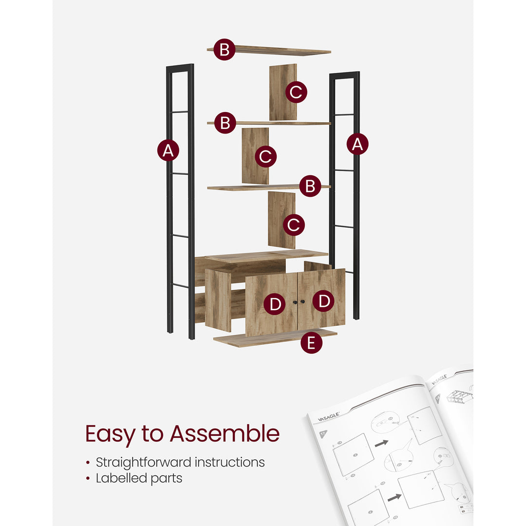 4-Shelf Bookshelf with Steel Structure