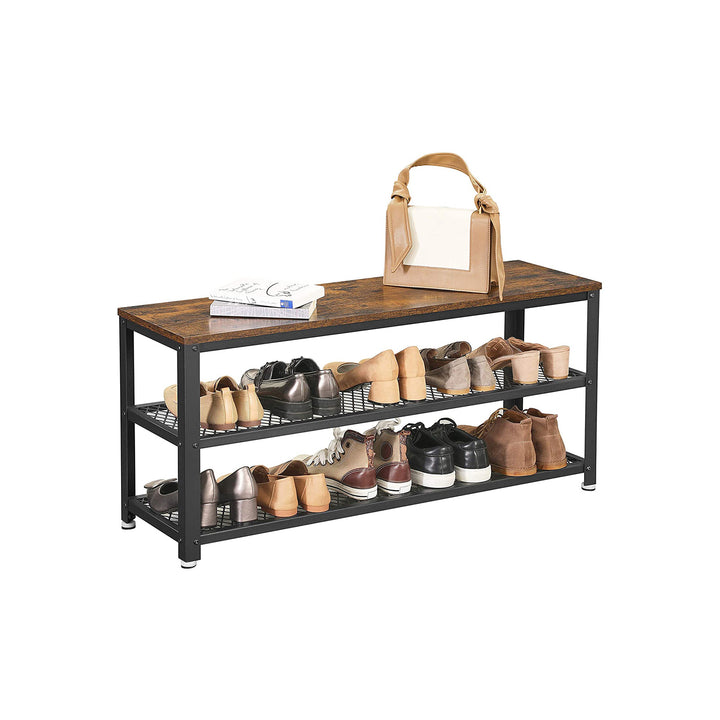 Shoe Bench Shoe Rack with 2 Shelves