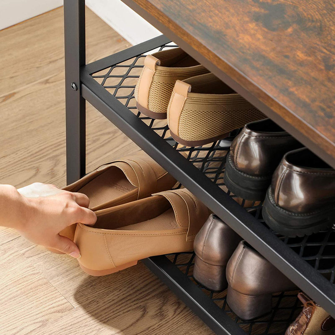 Shoe Bench Shoe Rack with 2 Shelves