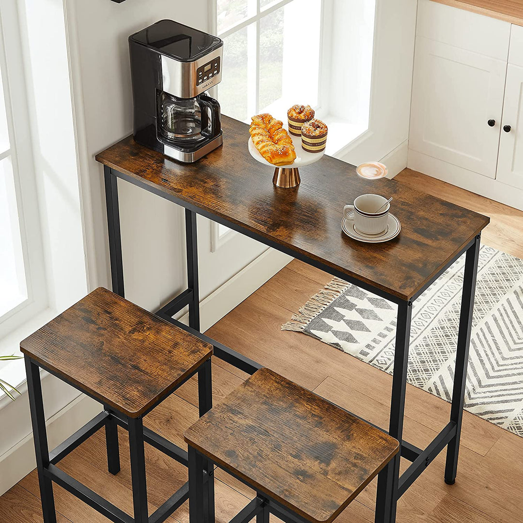 Industrial Bar Table with Stools for Kitchen & Dining