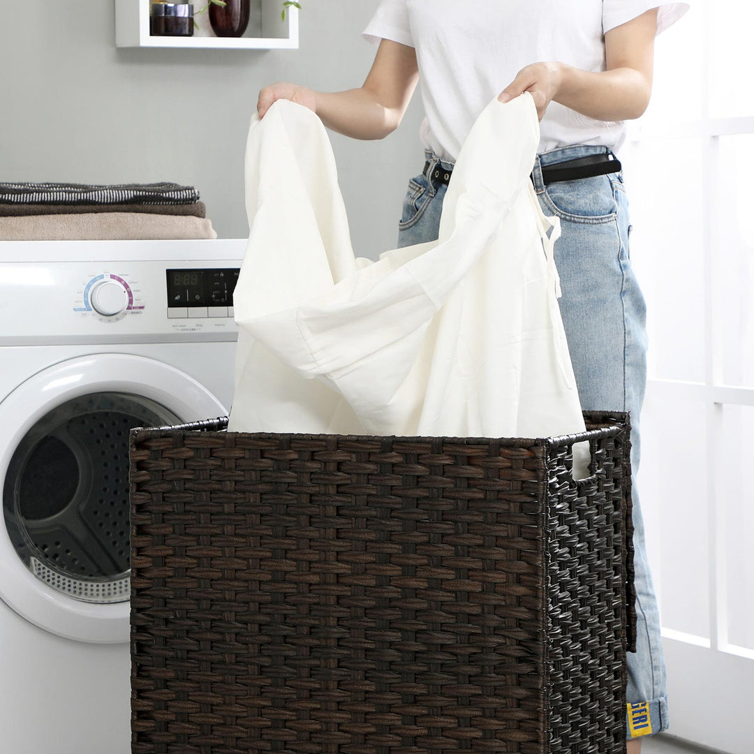 Handwoven Divided Clothes Hamper