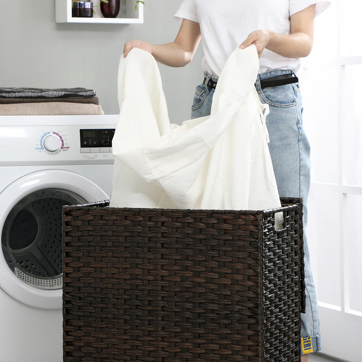 Handwoven Divided Clothes Hamper