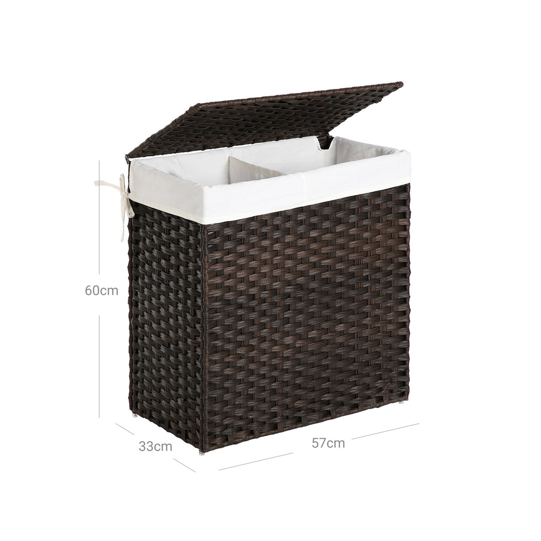 Handwoven Divided Clothes Hamper