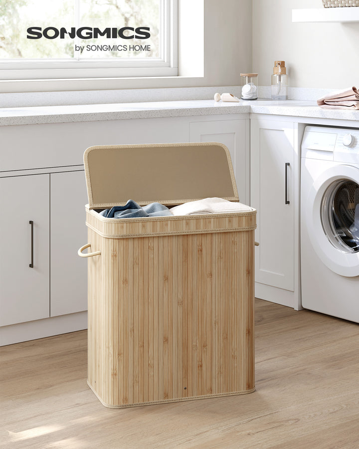 Bamboo Laundry Basket with Lid and Handles