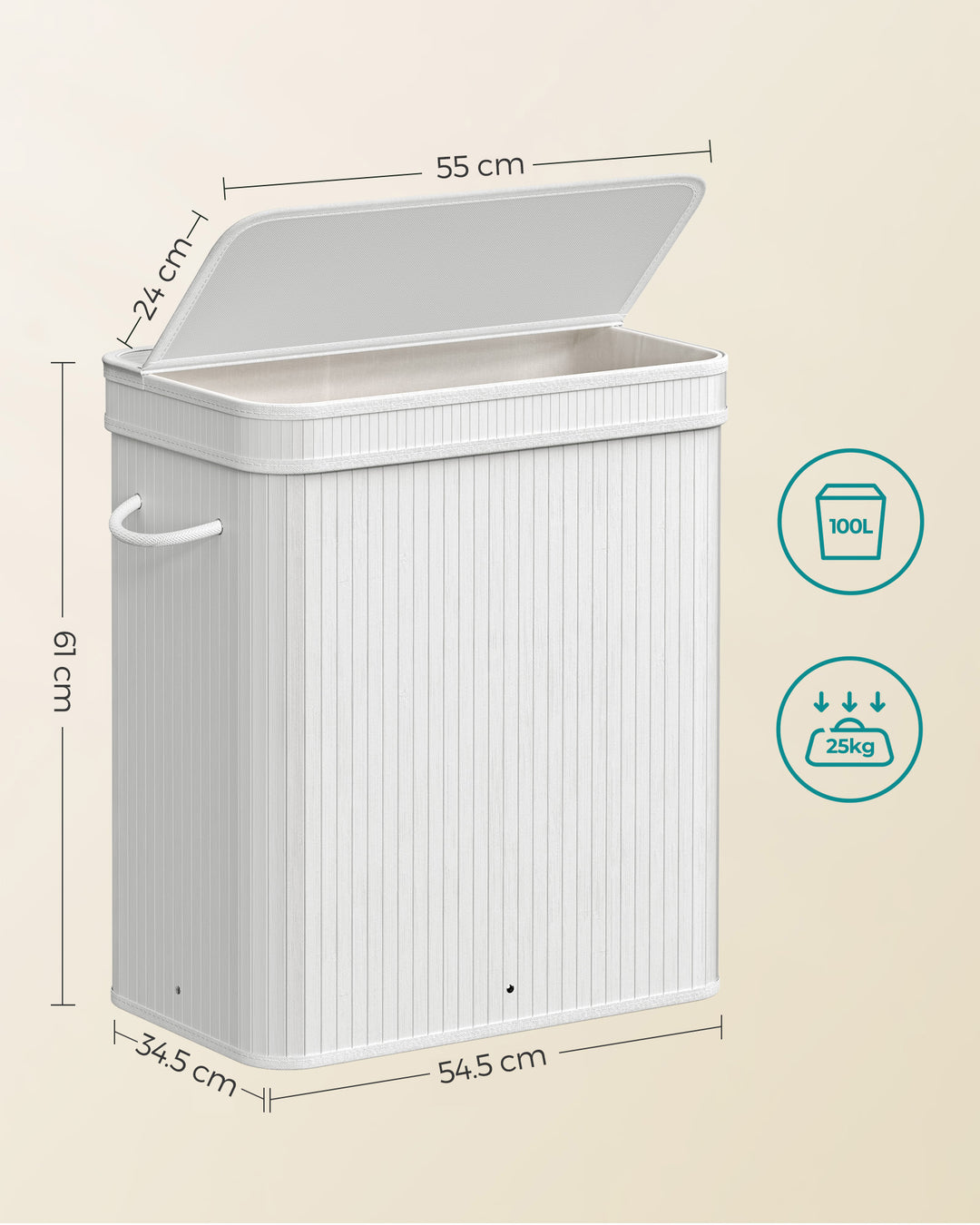 Laundry Hamper with Lid and Handles -Grey