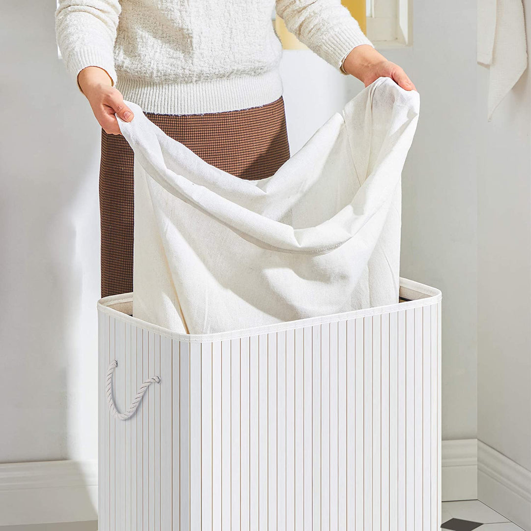 White Laundry Hamper with Removeable Lid & Bag