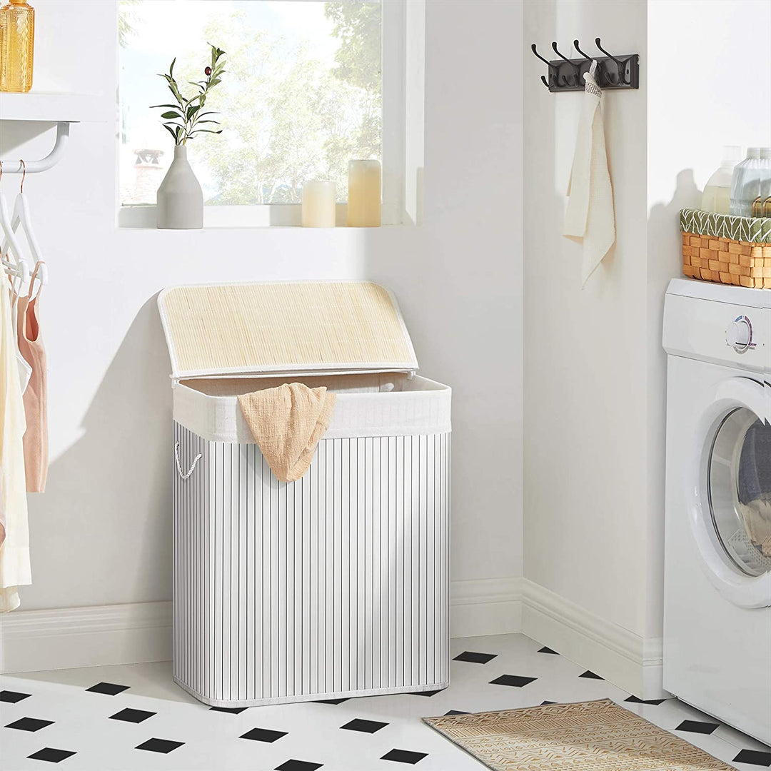 White Laundry Hamper with Removeable Lid & Bag