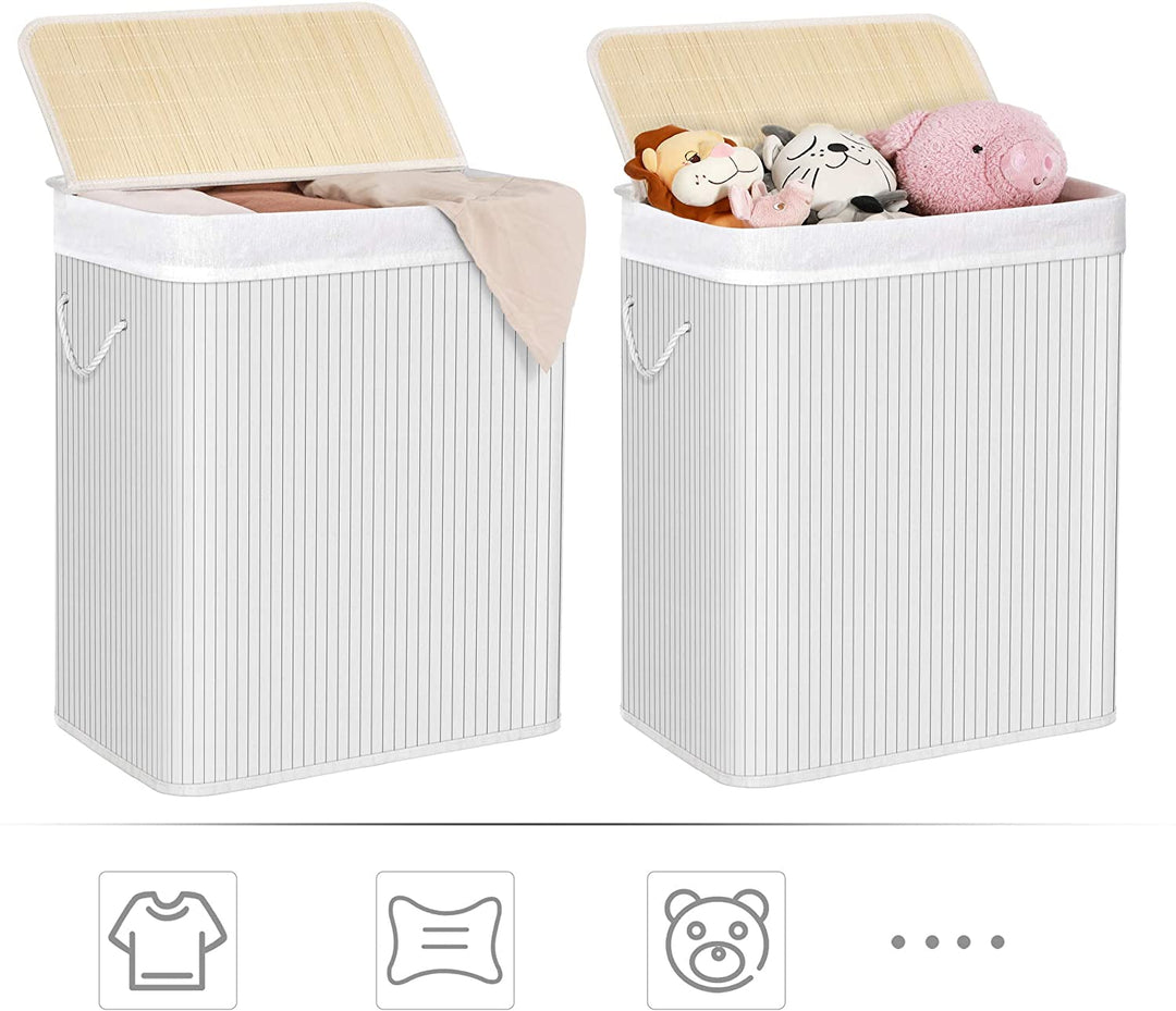 White Laundry Hamper with Removeable Lid & Bag