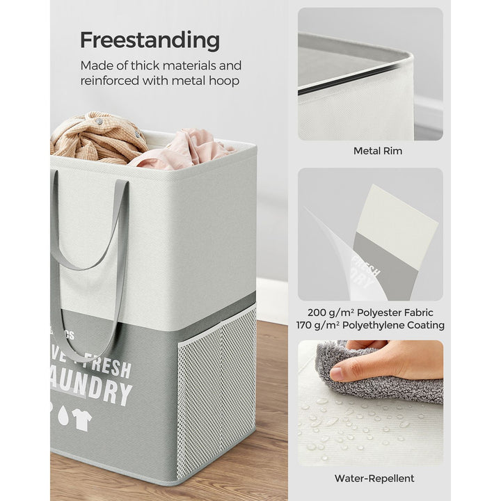 Set of 2 90L Large Laundry Basket Light Grey