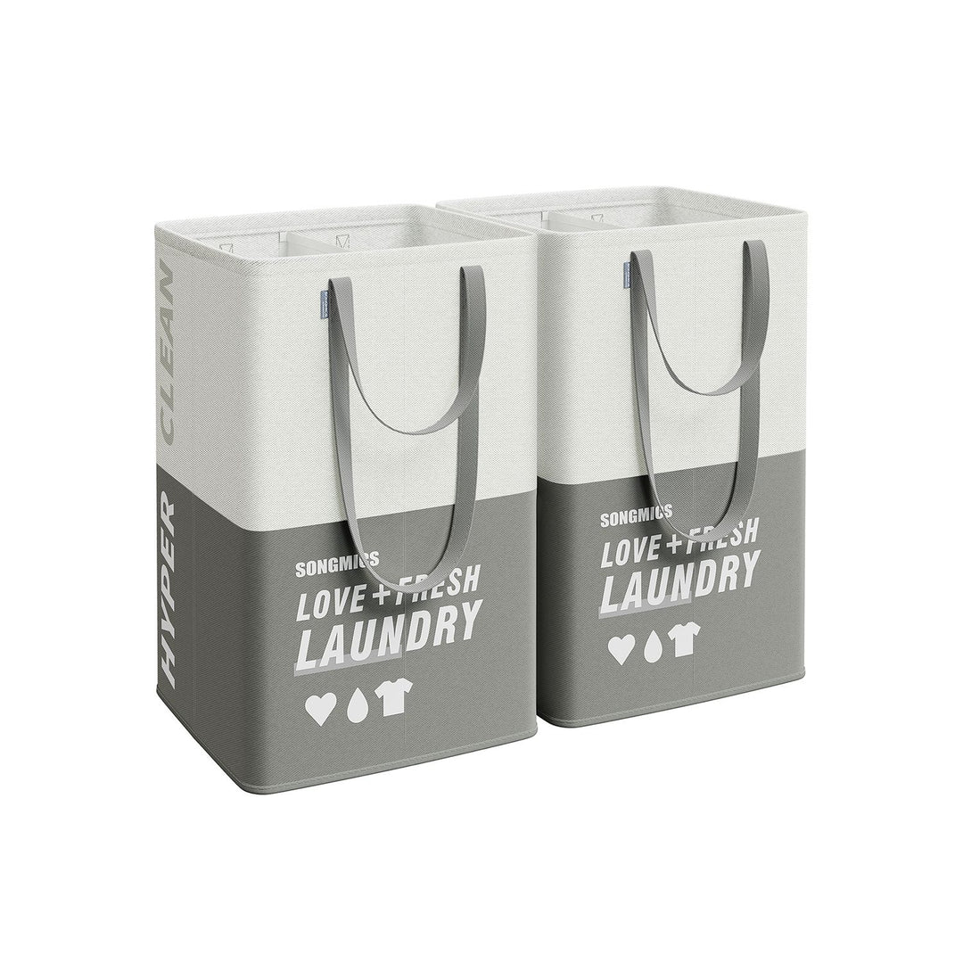 Set of 2 90L Large Laundry Basket Dark Grey