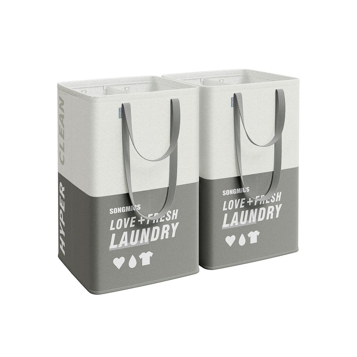 Set of 2 90L Large Laundry Basket Dark Grey