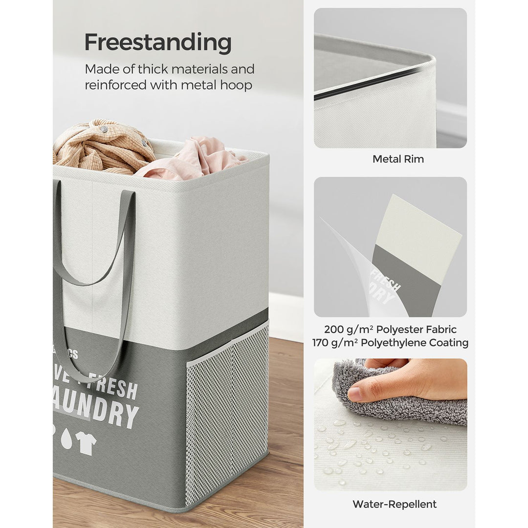 Set of 2 90L Large Laundry Basket Dark Grey